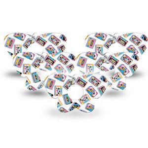 ExpressionMed Vintage Music Tapes Freestyle Libre 3 and Libre 3 Plus Butterfly Shape Tape 5-Pack Tape Retro Colored Tapes, Overlay Patch CGM Design