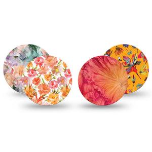 ExpressionMed Ruffle Bloom Freestyle Libre 3 and Libre 3 Plus OverPatch, 4-Pack Tape soft floral texture Plaster for CGM