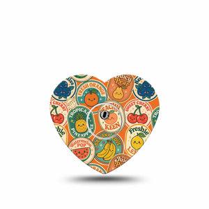 ExpressionMed Fruit Stickers Freestyle Libre 3 and Libre 3 Plus Heart, Single Tape and Single Sticker Cartoonish fruits Patch for CGM
