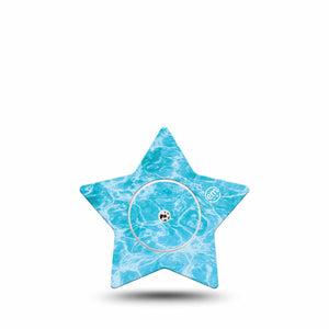 ExpressionMed Sunlit Water Freestyle Libre, Libre 2 Plus, and Abbott Lingo Star, Single Tape and Single Sticker Summer pool inspired Patch for CGM