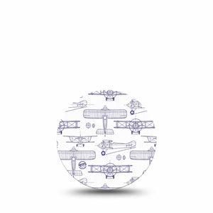 ExpressionMed Airplane Freestyle Libre 3 and Libre 3 Plus Overpatch, Single Tape Stenciled Aircraft, Adhesive Patch CGM Design