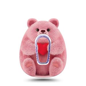 ExpressionMed Bear-y Lovable Dexcom G6 Sticker and Tape  Stuffed pink bear Vinyl Sticker and Tape Design CGM Design