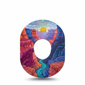 ExpressionMed Grand Canyon Dexcom G7 and Dexcom Stelo Glucose Biosensor System, Single Tape rugged landscape pattern Fixing Ring Patch for CGM