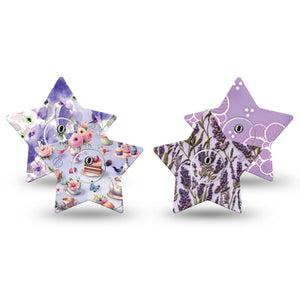 ExpressionMed Garden Party Freestyle Libre 3 and Libre 3 Plus Star, tape and sticker  Soft purple tones Overlay Tape for CGM