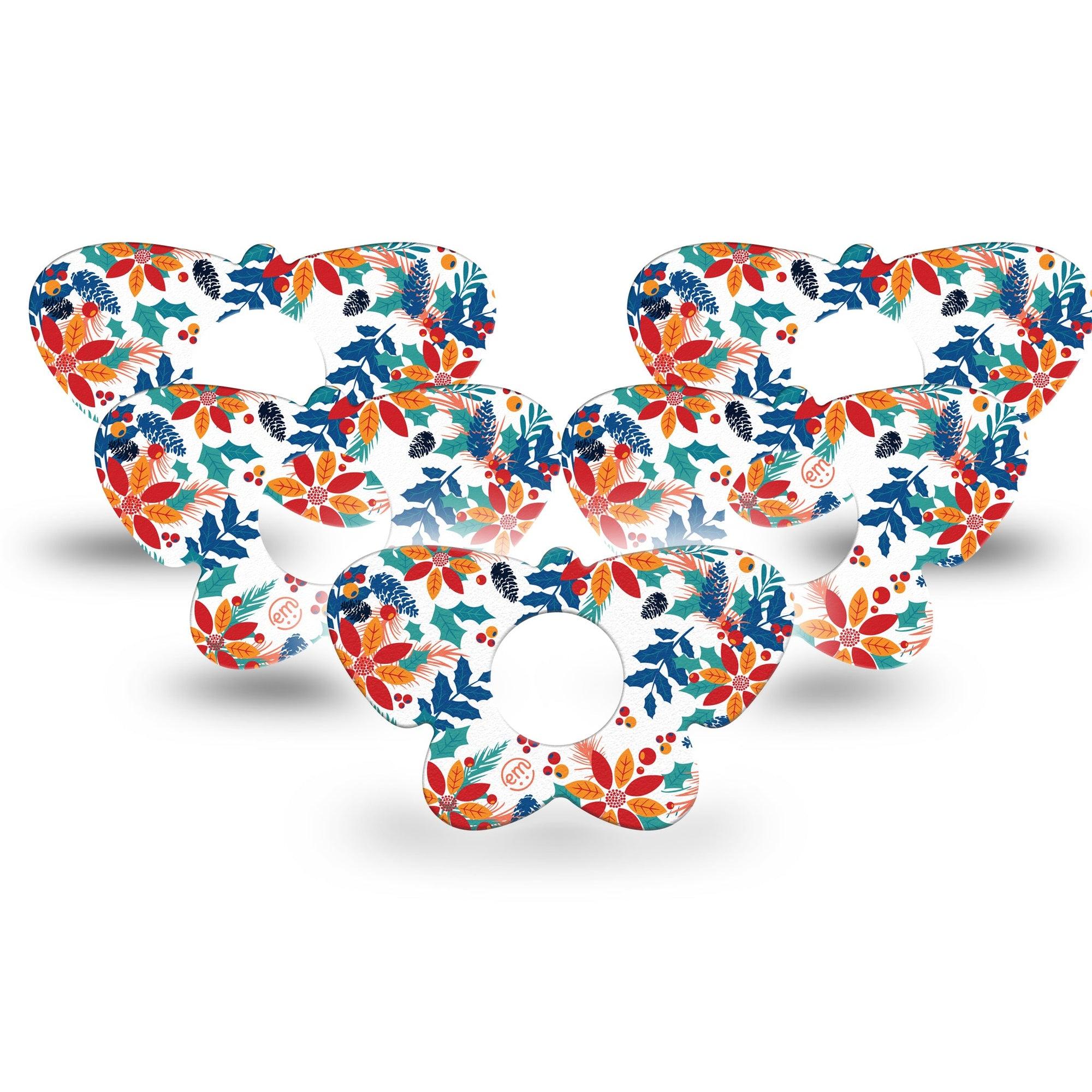ExpressionMed Joyful Wreath Infusion Set Butterfly Shape Tape 10-Pack Tape Floral Joyful Wreath, Plaster Continuous Glucose Monitor Design