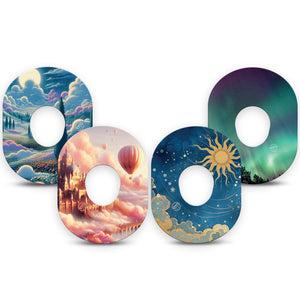ExpressionMed Wanderer's Reverie Variety Pack Dexcom G7 and Dexcom Stelo Glucose Biosensor System, 4-Pack Tape Magical worlds Fixing Ring Tape for Continuous Glucose Monitor