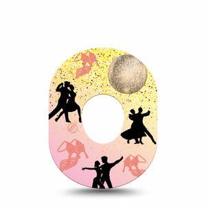 ExpressionMed Ballroom Dancing Dexcom G7 Tape, Dexcom Stelo Glucose Biosensor System, Single disco ball shimmer Overlay Tape Continuous Glucose Monitor Design