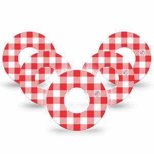 ExpressionMed Red Gingham Freestyle Libre, Libre 2 Plus, and Abbott Lingo, 5-Pack vintage picnic plaid Decorative Patch for Continuous Glucose Monitor