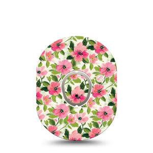 ExpressionMed Painter’s Cosmos Dexcom G7 and Dexcom Stelo Glucose Biosensor System, Single Tape and Single Sticker watercolor pink garden Overlay Patch for CGM