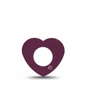 ExpressionMed Wine Red Freestyle Libre 2 and Libre 2 Plus Heart Shape Tape, Abbott Lingo, Single Tape Wine Plum Inspired, Adhesive Patch CGM Design