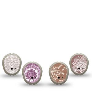 ExpressionMed Cocoa Veil Variety Pack Dexcom G7 Sticker, Dexcom Stelo Glucose Biosensor System, 4-Pack Sticker Variety Muted Tone Florals, Vinyl Decoration Continuous Glucose Monitor Design