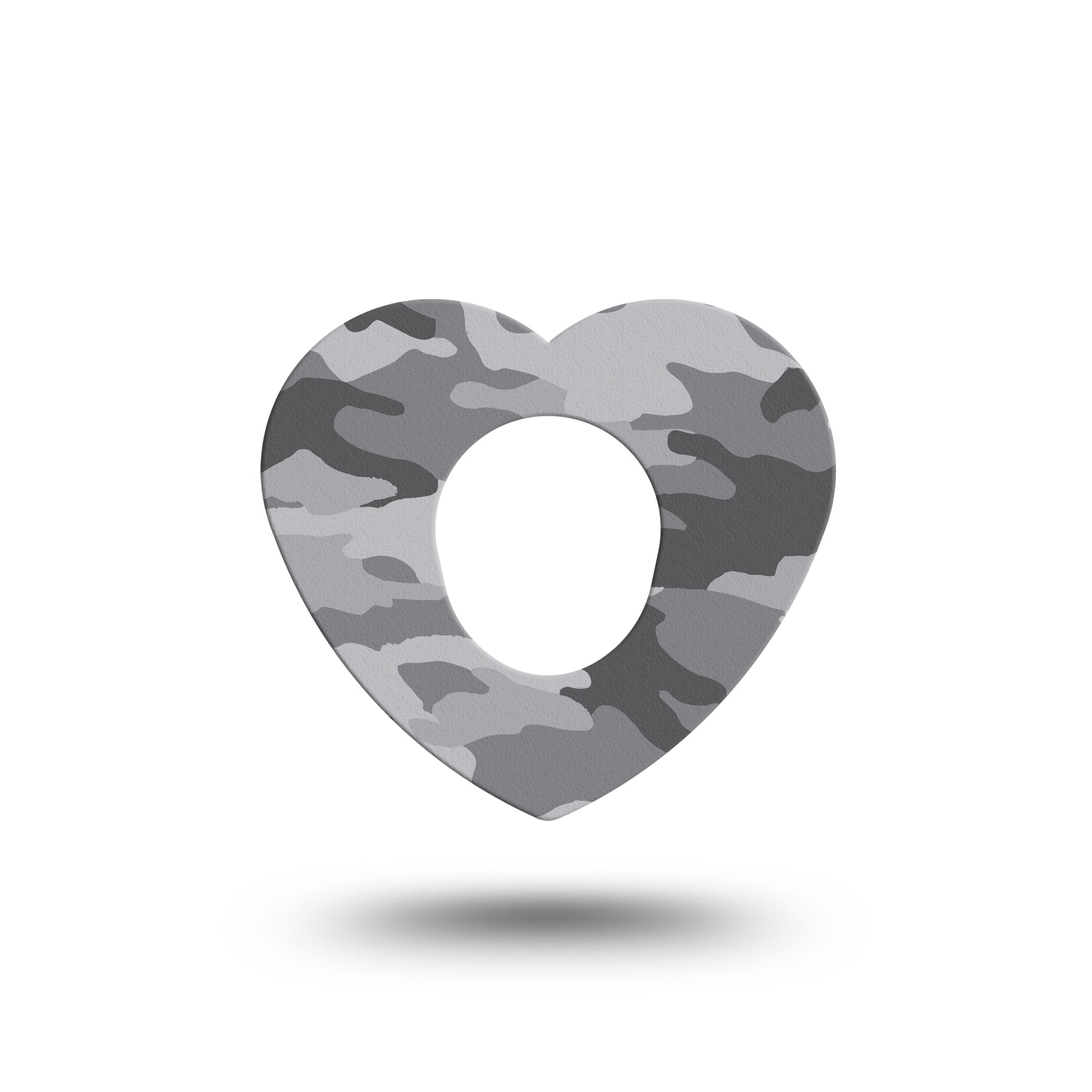 ExpressionMed Gray Camo Dexcom G7 Heart Shape Tape, Dexcom Stelo Glucose Biosensor System, Single Tape Stealth Design Overlay Patch CGM Design