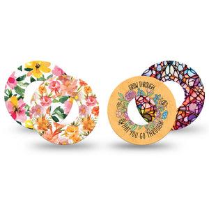 ExpressionMed Bold Bloom Freestyle Libre, Libre 2 Plus, and Abbott Lingo, 4-Pack Tape Spring blooming garden Decorative Patch for Continuous Glucose Monitor