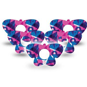 ExpressionMed Violet Vortex Infusion Set Butterfly Shape Tape 10-Pack Tape Geometric Pink And Blue Combo, Plaster Continuous Glucose Monitor Design