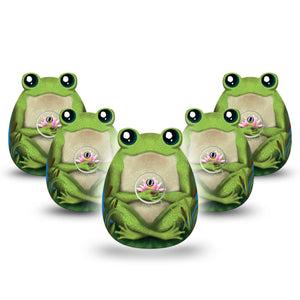 ExpressionMed Froggy Freestyle Libre 3 and Libre 3 Plus Gumdrop Shape Tape, 5-Pack Tape and 5-Pack Sticker Sitting Frog, Overlay Patch CGM Design
