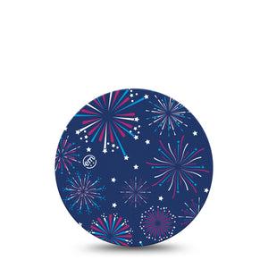 ExpressionMed Night Sky Celebration Freestyle Libre Overpatch, Abbott Lingo, Single Dazzling Sparks Firework Fixing Ring Patch CGM Design