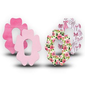 ExpressionMed Soft Pink Dexcom G6 Flower, 4-Pack Tape Spring florals and ribbons Overlay Patch for Continuous Glucose Monitor
