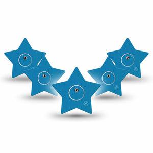 ExpressionMed Teal Freestyle Libre 3 and Libre 3 Plus Star Shape Tape, 5-Pack Tape and 5-Pack Sticker Pantone 3551U, Patch CGM Design