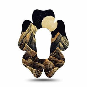 ExpressionMed Black Mountain Dexcom G6 Flower Shape Tape, Single Tape Line Art Nature Scene, Adhesive Patch Continuous Glucose Monitor Design