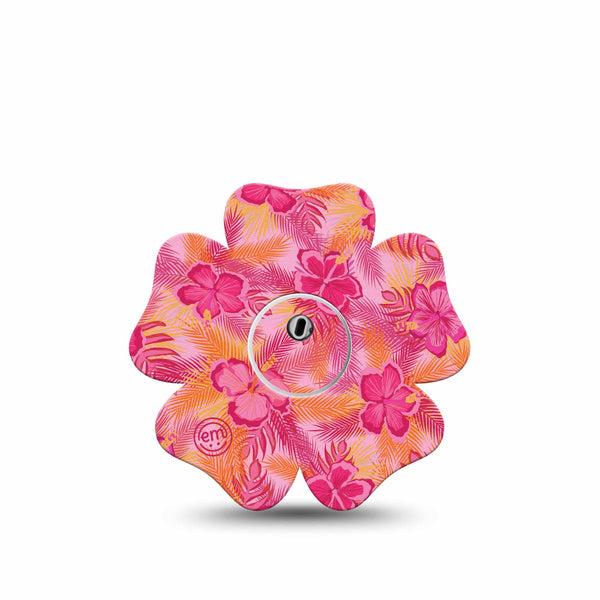 ExpressionMed Pink Hibiscus Freestyle Libre 3 and Libre 3 Plus Flower Shape Tape Single Tape and Single Sticker Hibiscus Bloom, Plaster CGM Design