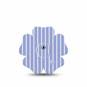 ExpressionMed Blue Stripes Freestyle Libre 3 and Libre 3 Plus Flower, Single Tape and Single Sticker Cornflower blue striped Adhesive Tape for CGM
