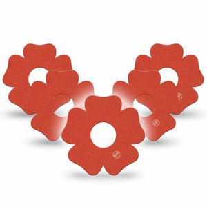 ExpressionMed Cherry Red Freestyle Libre 3 and Libre 3 Plus Flower Shape Tape, 5-Pack Tape Solid Shade Of Red, Overlay Tape CGM Design