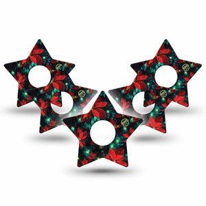 ExpressionMed Christmas Floral Freestyle Libre 3 and Libre 3 Plus Star Shape Tape, 5-Pack Tape Christmas Bloom, Patch CGM Design
