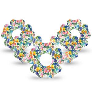 ExpressionMed Summer Fling Infusion Set Flower Shape Tape, 10-Pack Tape Brush Stroke Flowers, Plaster Continuous Glucose Monitor Design