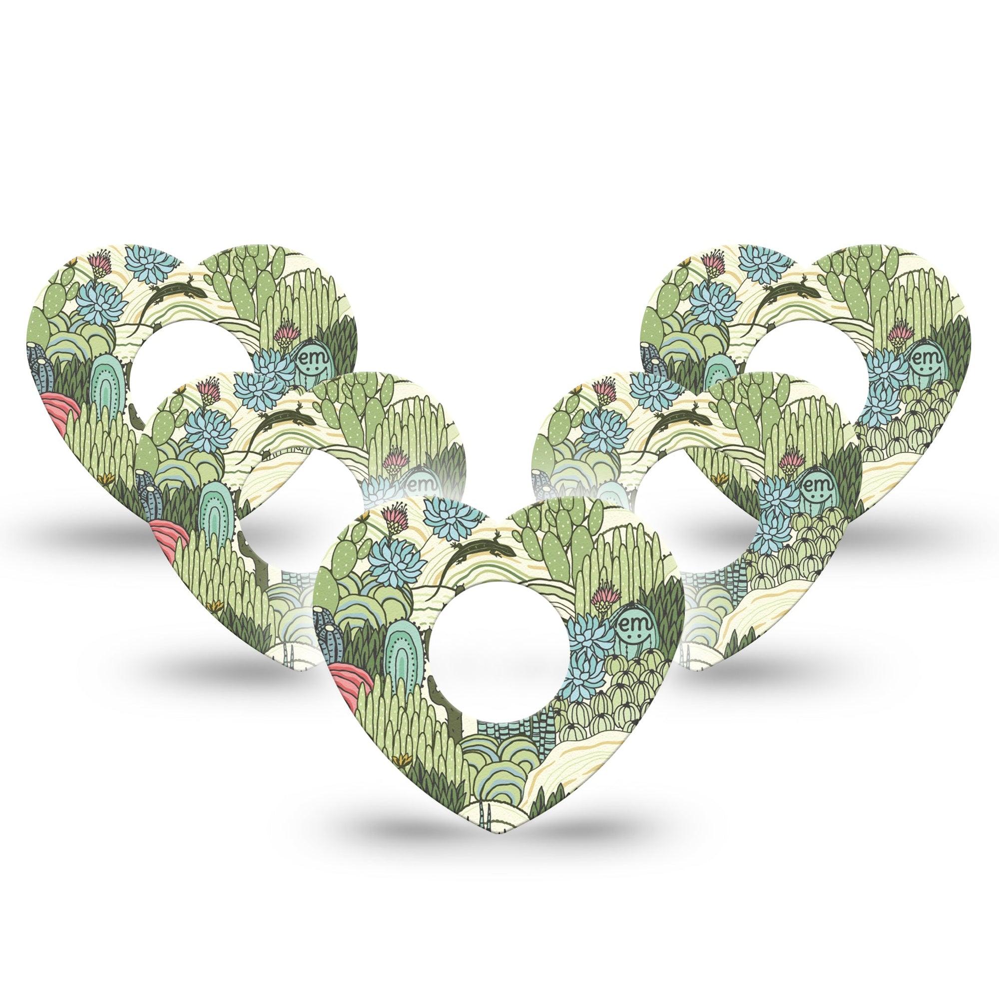 ExpressionMed Cactus Infusion Set Heart Shape Tape 10-Pack Tape Succulent Garden Plants, Adhesive Tape Continuous Glucose Monitor Design