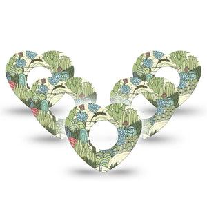 ExpressionMed Cactus Infusion Set Heart Shape Tape 10-Pack Tape Succulent Garden Plants, Adhesive Tape Continuous Glucose Monitor Design