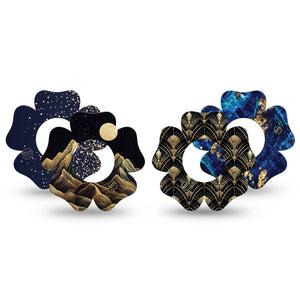 ExpressionMed Midnight Majesty Variety Pack Freestyle Libre, Libre 2 Plus, and Abbott Lingo Flower, 4-Pack Tape Variety Gold black navy Waterproof Plaster for Continuous Glucose Monitor