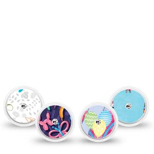 ExpressionMed Playful Animals Variety Pack Freestyle Libre and Libre 2 Plus Sticker, Abbott Lingo, 4-Pack Sticker Variety Lively Animal Themed, Vinyl Graphics Continuous Glucose Monitor Design