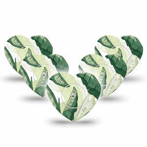 ExpressionMed Palm Leaf Freestyle Libre, Libre 2 Plus, and Abbott Lingo Heart, 5-Pack Tape and 5-Pack Sticker Green leaf Plaster for Continuous Glucose Monitor