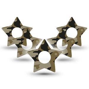 ExpressionMed Camo Infusion Set Star Shape Tape 10-Pack Tape Military Camo Plaster Continuous Glucose Monitor Design