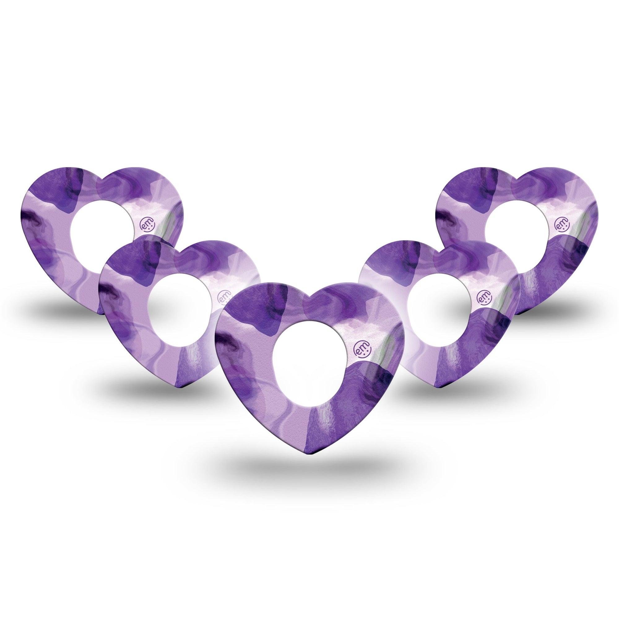 ExpressionMed Purple Storm Dexcom G7 Heart Shape Tape 5-Pack purple like smoke Fixing Ring Tape CGM Design