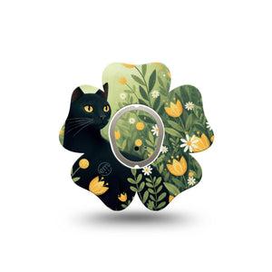 ExpressionMed Jungle Cat Dexcom G7 and Dexcom Stelo Glucose Biosensor System Flower, Single Tape and Single Sticker Cat and tulips Patch for CGM