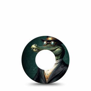 ExpressionMed Dapper Alligator Freestyle Libre and Libre 2 Plus Tape, Abbott Lingo, Single Tape Alligator Character, Fixing Ring Tape Continuous Glucose Monitor Design
