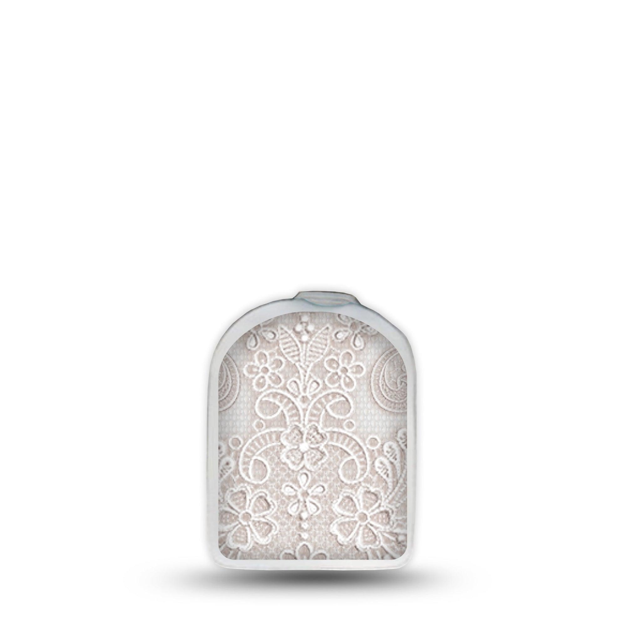 ExpressionMed Vintage Lace Omnipod Surface Center Sticker Single Sticker Delicate White Lace Themed Vinyl Decoration Pump Design