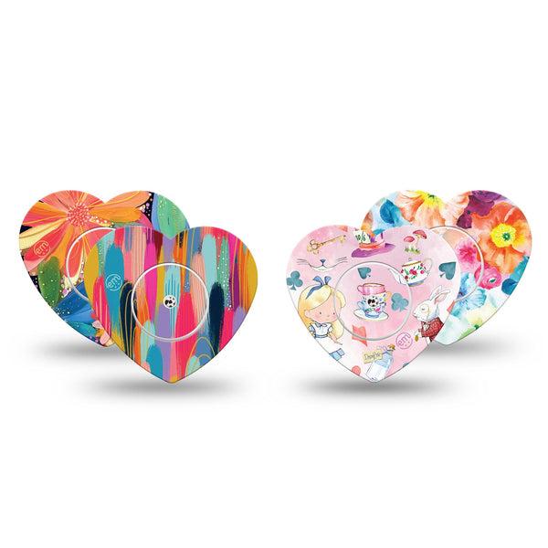 ExpressionMed Soft-Tone Freestyle Libre, Libre 2 Plus, and Abbott Lingo Heart, tape and sticker gentle color palette Decorative Patch for CGM