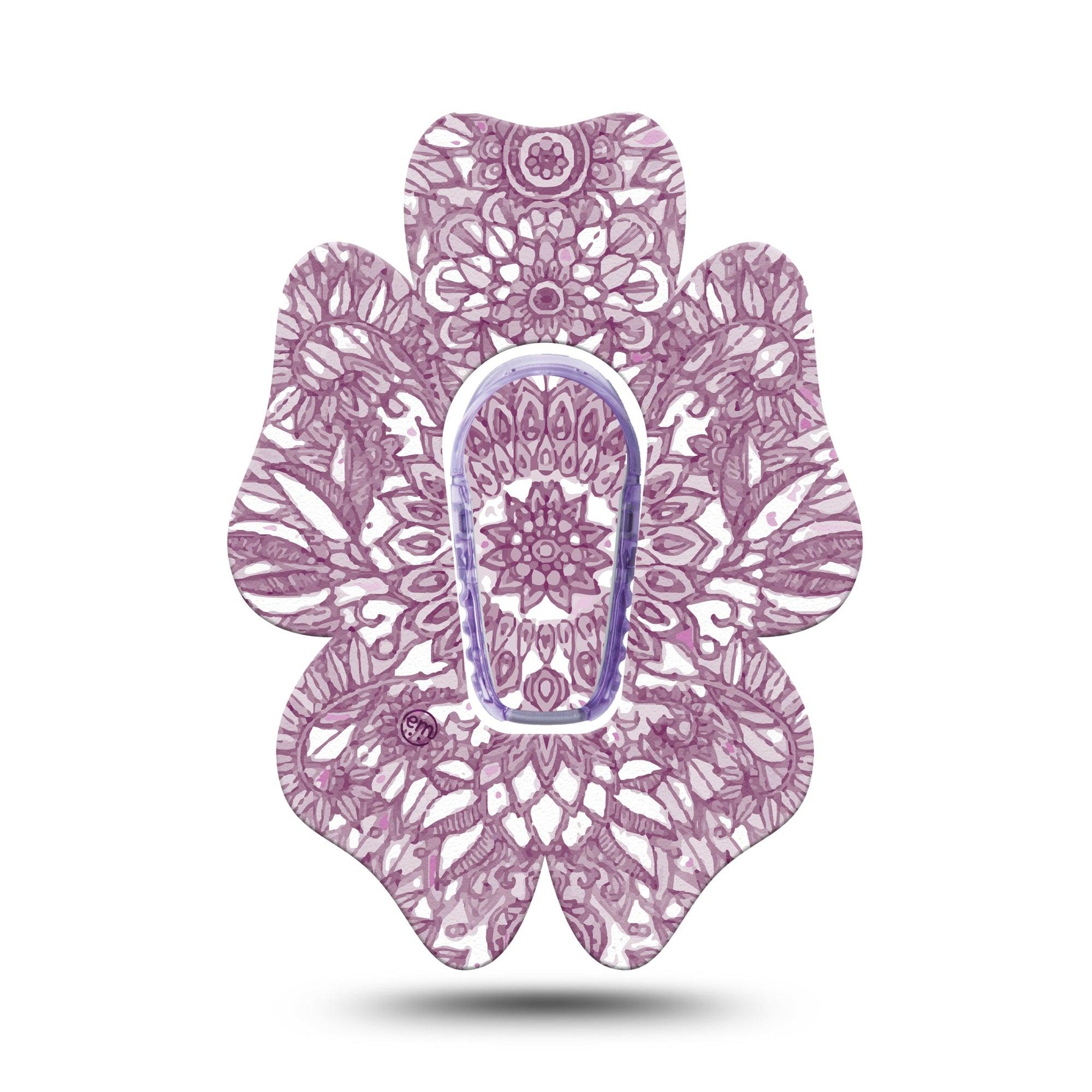 ExpressionMed Burgundy Floral Dexcom G6 Flower Shape Tape Single Tape & Single Sticker Autumn Florals, Adhesive Patch Continuous Glucose Monitor Design