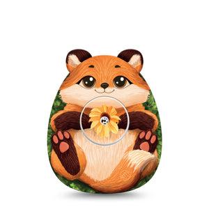 ExpressionMed Fox Freestyle Libre 2 and Libre 2 Plus Gumdrop Shape Tape, Abbott Lingo, Single Tape and Single Sticker Cute Fox Animal, Patch CGM Design
