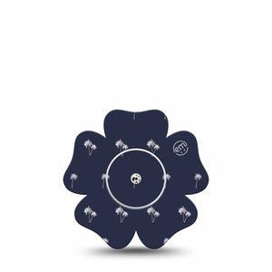 ExpressionMed Palm Trees Freestyle Libre 2 and Libre 2 Plus Flower Shape Tape, Abbott Lingo,  Single Tape and Single Sticker Tropical Palms, Fixing Ring Tape CGM Design