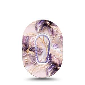 ExpressionMed Pink Pearls Dexcom G6 Mini, Single Tape and Single Sticker Shimmer like flowers Waterproof Adhesive Tape for CGM