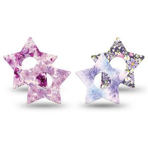 ExpressionMed Violet Garden Freestyle Libre 3 and Libre 3 Plus Star, 4-Pack Tape Pale deep purple mix Decorative Adhesive Tape for Continuous Glucose Monitor