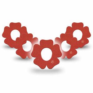 ExpressionMed Cherry Red Dexcom G7 Flower Shape Tape, Dexcom Stelo Glucose Biosensor System, 5-Pack Tape Solid Red, Plaster CGM Design