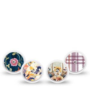 ExpressionMed Antlers & Autumn Variety Pack Freestyle Libre and Libre 2 Plus Sticker, Abbott Lingo, 4-pack Sticker Variety, Warm Tone Florals, Vinyl Graphics Continuous Glucose Monitor Design