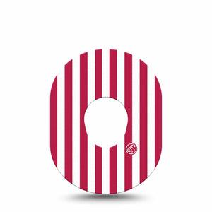 ExpressionMed Red Stripes Dexcom G7 and Dexcom Stelo Glucose Biosensor System, Single Tape Playful summer stripes Fixing Ring Patch for CGM