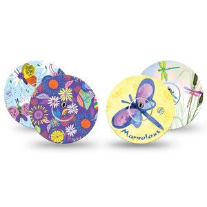 ExpressionMed Graceful Gliders Variety Pack Freestyle Libre 3 and Libre 3 Plus Sticker and Tape  Spring Inspired Dragonflies, Vinyl Sticker and Tape Pairing CGM Design