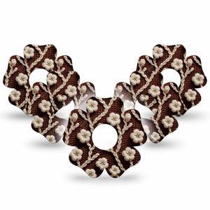 ExpressionMed Cozy Sweater Freestyle Libre 3 and Libre 3 Plus Flower Shape Tape 5-Pack Tape Knit Florals Print, Plaster CGM Design