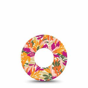 ExpressionMed Retro Brush Stroke Freestyle Libre and Libre 2 Plus Tape, Abbott Lingo, Single Tape Tropical-Inspired Bright Pattern, Fixing Ring Tape Continuous Glucose Monitor Design
